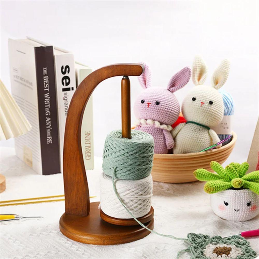 Rotating Wooden Yarn Holder Spinning Yarn Stand Knitting Tool Thread Spool Crochet