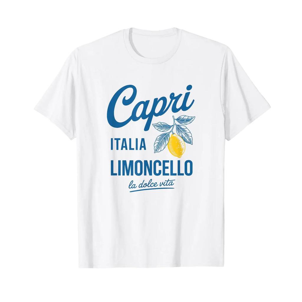 Capri Italia Limoncello La Dolce Vita Vintage Design T Shirt vintage Washed Soft Stylish Casual Stretched homme