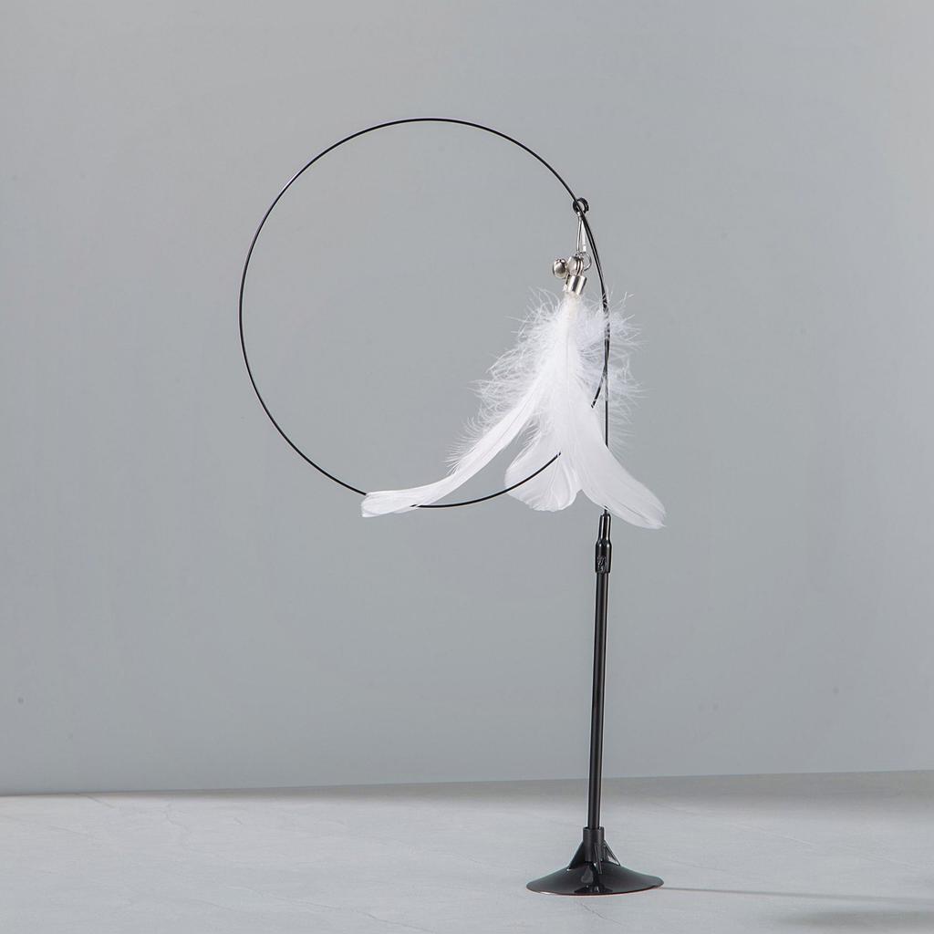 Vogue Steel Wire Pet Supplies Automatic Cat Toy Cats Toys Cat Accesorios Feather Wand Funny Detachable Suction Cup Replacements Interactive Durable