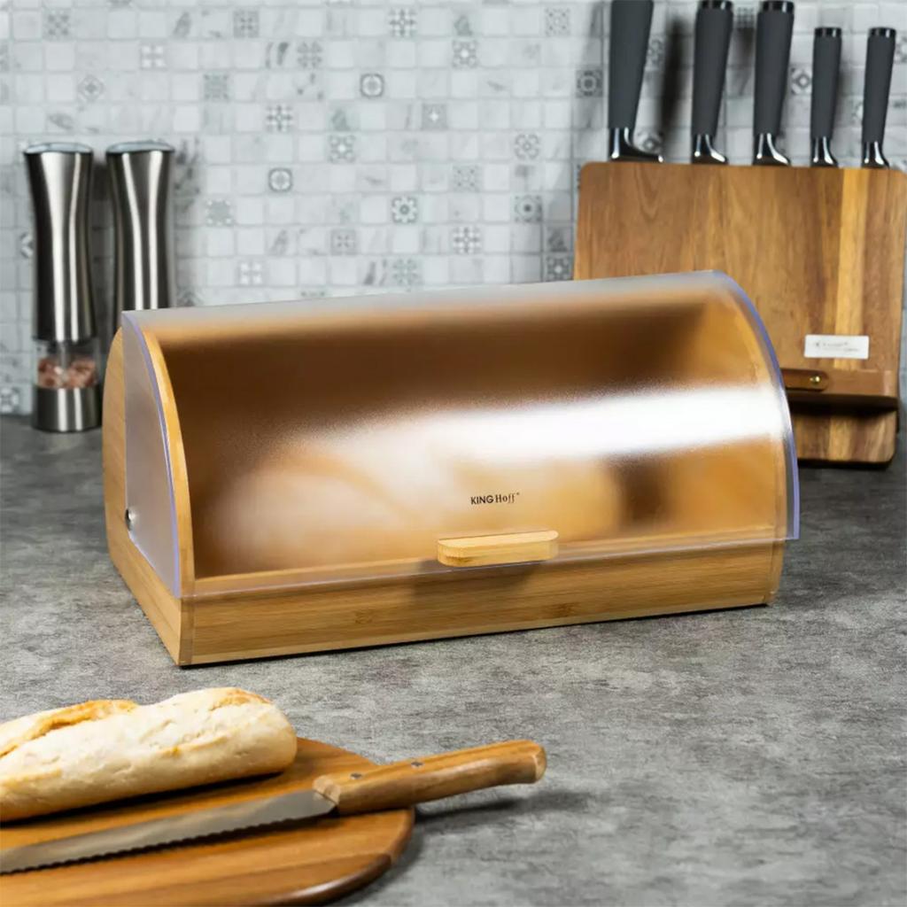 Kinghoff Kh-3216 Bamboo-Acrylic Bread Box