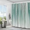 Shower Curtain with Sparkling Diamond Gradient Print, Waterproof Trim, Soft Fabric, Non-slip Bathroom Mat, 12 Plastic Hooks