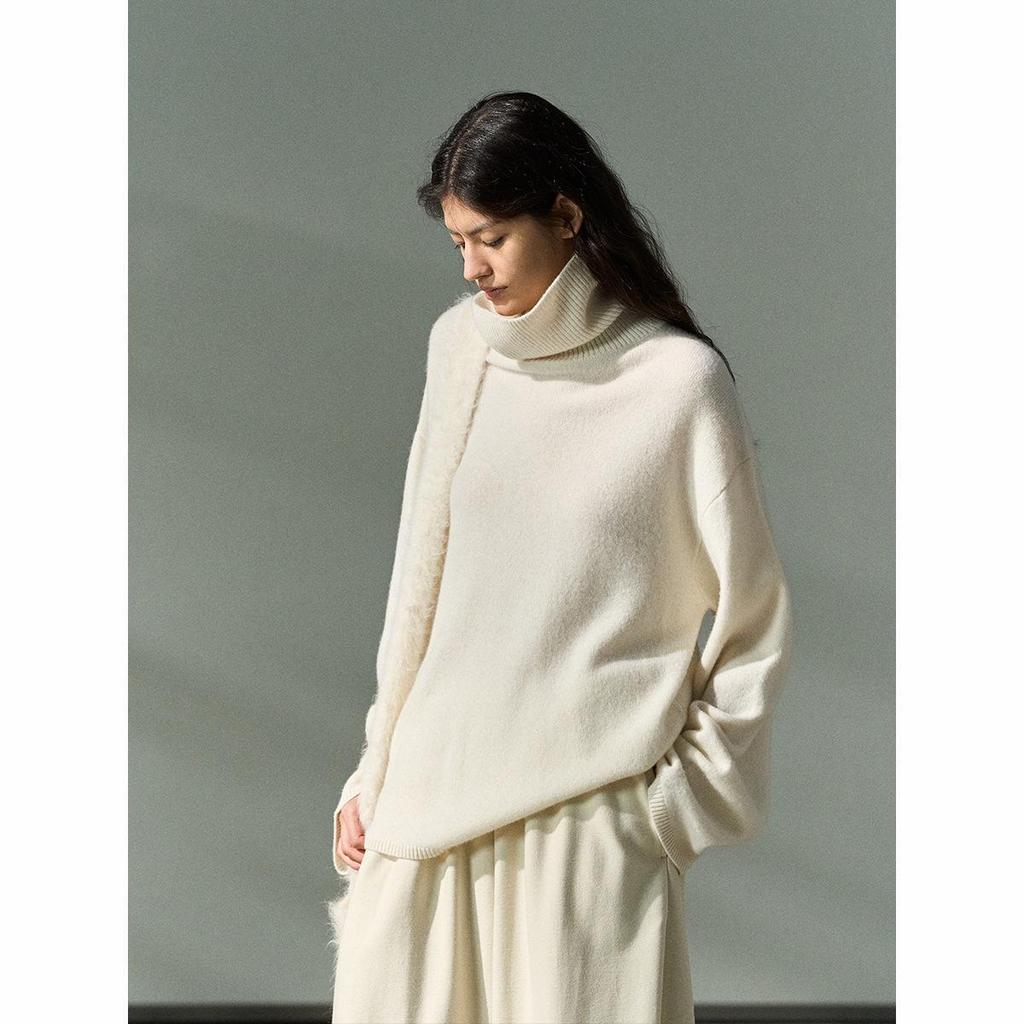 Shi Ji Wool High Neck Loose Sweater - Cozy Autumn Long Sleeve Pullover