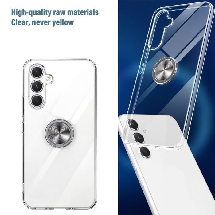 Protective Case - BOOLING - for Samsung Galaxy A25 5G - Shockproof - Transparent Silicone - Rotating Ring