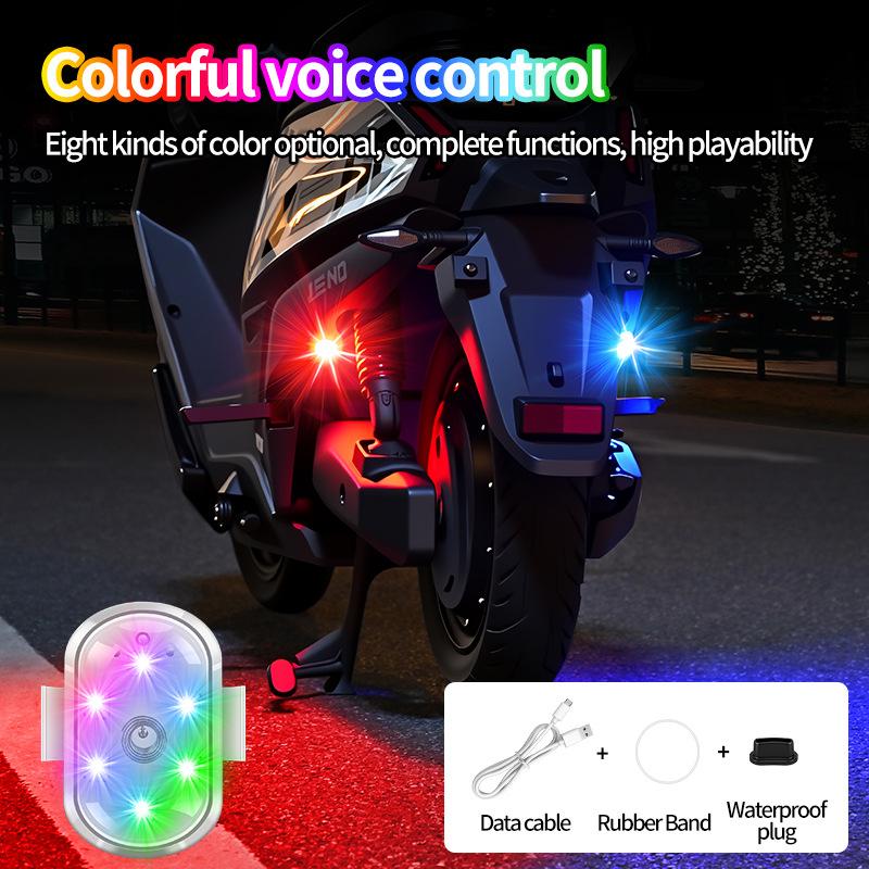 New car motorcycle flash light multi-function touch light colorful RGB warning light touch tail light
