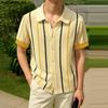 Мужские рубашки оверсайз с коротким рукавом, в полоску, на пуговицах, повседневные, свободные, топы