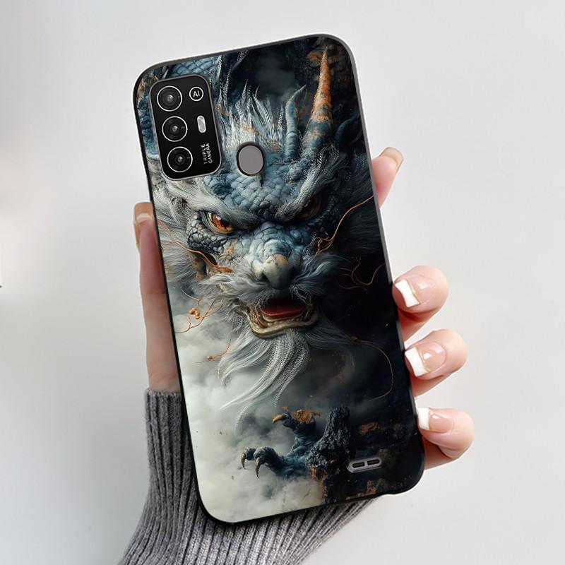 Чехол для ZTE Blade A52 Чехол для ZTE BladeA52 Задняя крышка Силиконовый Мягкий Черный ТПУ Роскошный Дракон Милый Крутой Мальчики Девочки Бампер Накладка на Телефон