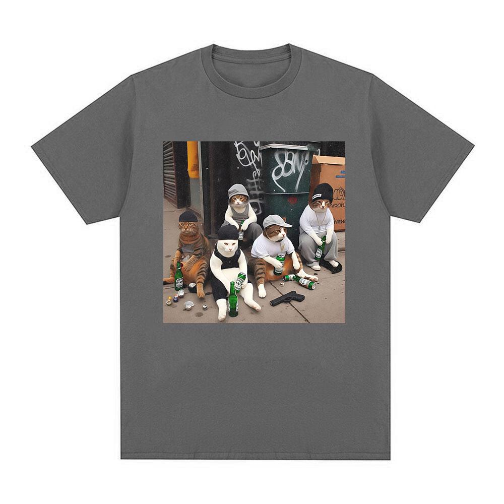 Great offer, Gang Emoji cat print fun t-shirt, Vintage short sleeve t-shirt for men and women, high quality oversized toy t-s