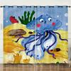 Curtain Illustration Marine Life Shark 3D Digital Printing Blackout Curtain Punching