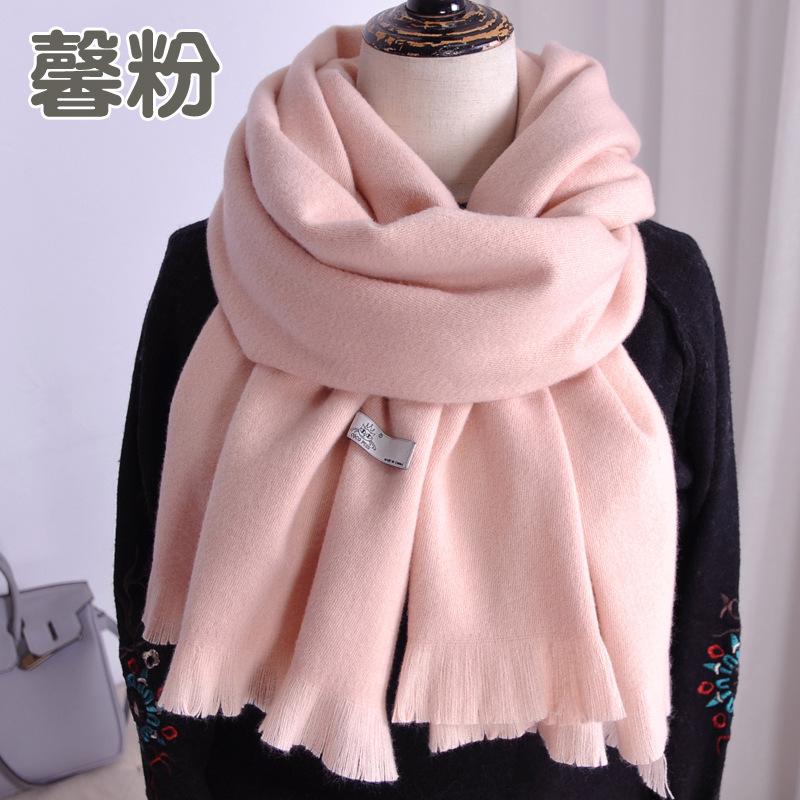 Solid Color Thickened White Short Beard Scarf Women's Solid Color Cashmere Scarf Annual Meeting High-end Short Beard Scarf