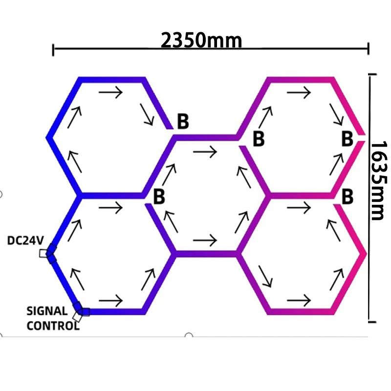 RGB Шестиугольные Гаражные Светильники Шестиугольные Настенные Светильники Управление через Приложение Пульт ДУ Диммируемые Многоцветные Режимы Детейлинг Автомобилей Игровая Комната Спортзал