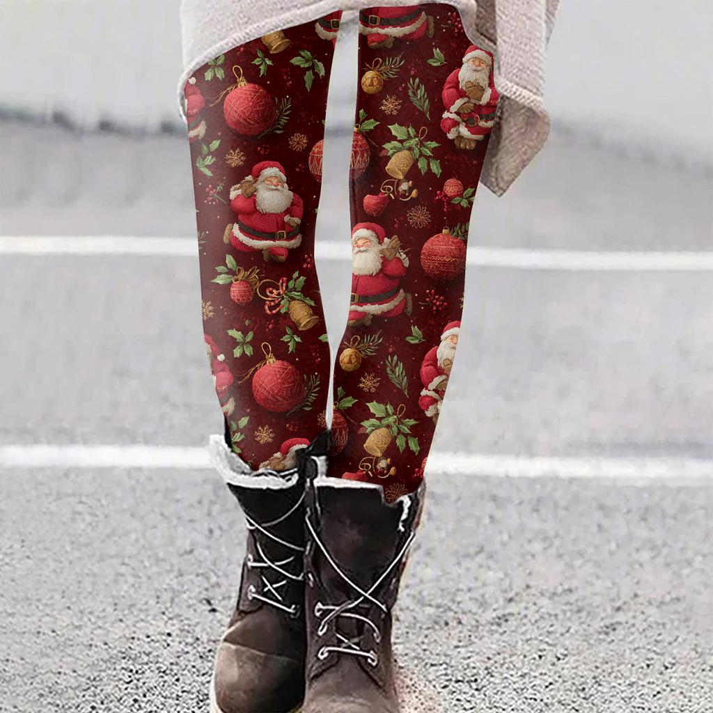 Женские рождественские облегающие эластичные повседневные брюки для йоги