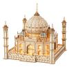 Hallisun 3D Wooden Puzzle Taj Mahal Wooden Model with LED Light India Building Building 3D Puzzle Craft Handicraft DIY Mechanical Assembly Kit for
