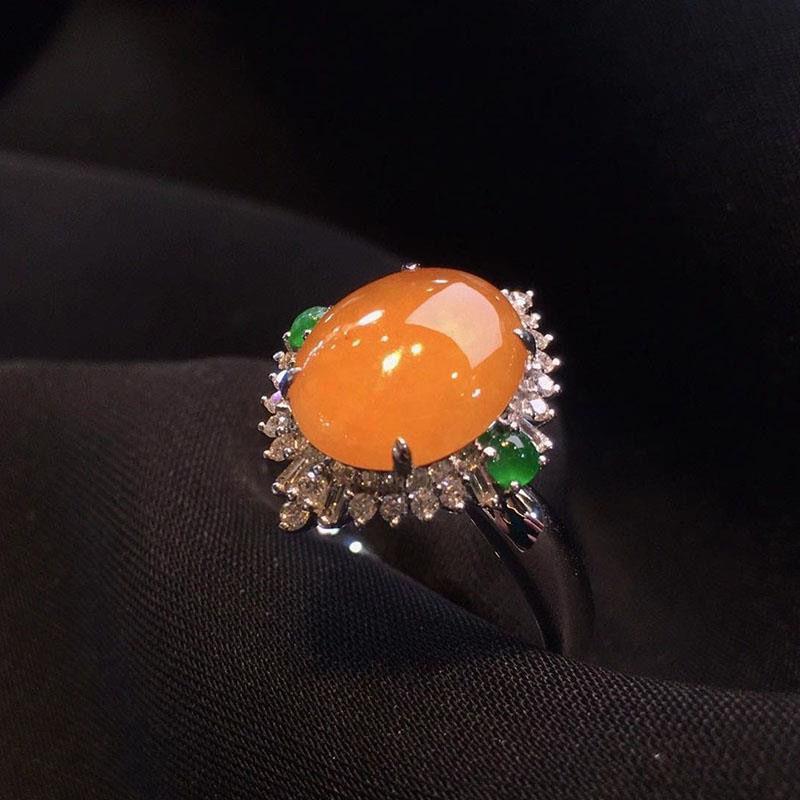 Креативный дизайн, инкрустированный кристаллами, натуральный оранжевый желтый халцедон, большая яйцевидная поверхность, женское кольцо, великолепные роскошные ювелирные изделия