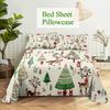 Комплект простыней 240X220 Рождественская елка с наволочкой Буквенный Зеленый Для односпальных двуспальных кроватей Детский Взрослый 3D Постельное белье Текстиль Полуторный Двуспальный