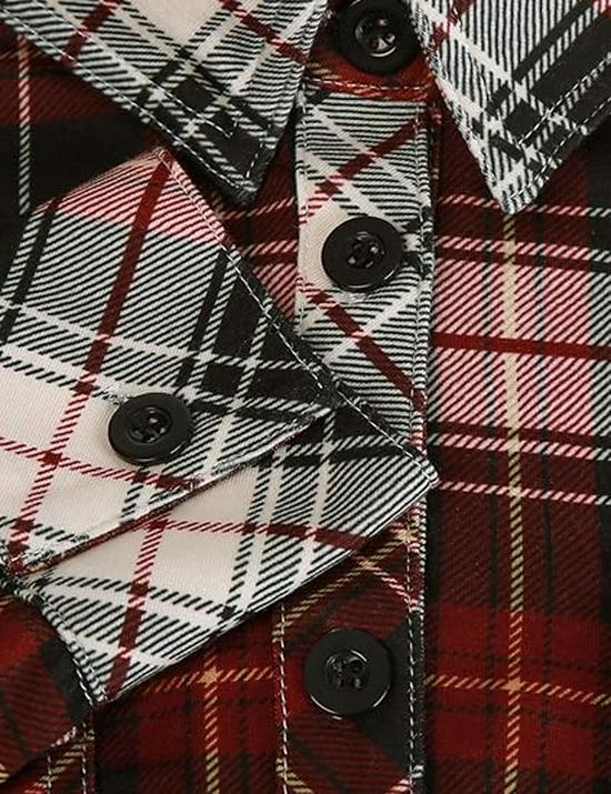 Женский приталенный топ в ретро-клетку с длинным рукавом, Осень/Зима 2026