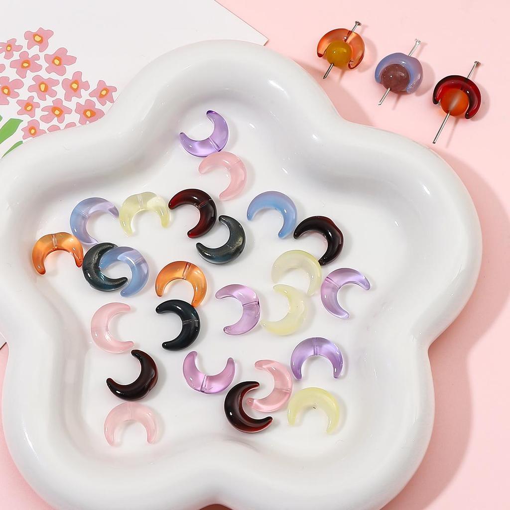 Разноцветные стеклянные бусины в форме полумесяца 15х12мм 10шт. Для изготовления украшений DIY Браслет Ожерелье