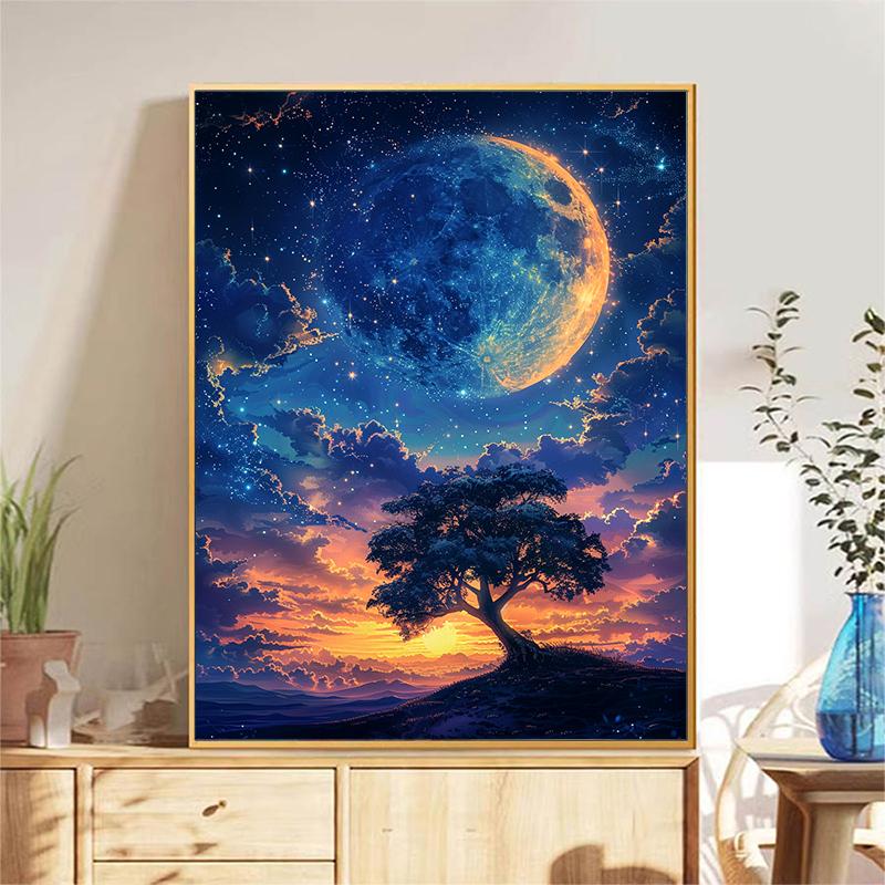 5d DIY Алмазная картина вышивка крестом звездное небо дерево пейзаж Алмазная вышивка мозаика полный круглый дрель домашний декор