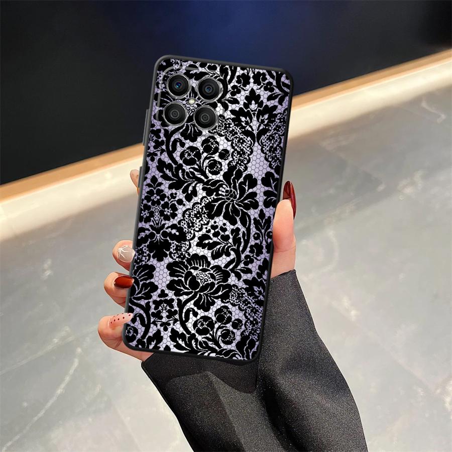 Чехол для телефона Funda для Honor 8X X9a X5b X7 70 90 X8 200 400 Lite X6 Magic5Lite Черные Цветы Кружева