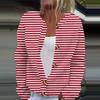 Women's Fashion Casual  Long Sleeve Striped Print Cardigan Jacket Coat