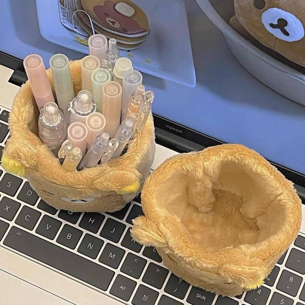 Rilakkuma Plushes Pencil Holder Cosmetics Pen Container Kawaii Desk Accessories Office Organizer Kid Stationery Storage Box Gift