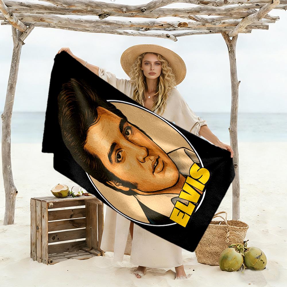 Christmas Elvis Artwork Beach Towel Super Soft Microfiber Quickdry Fabric Comfortable Lightweight