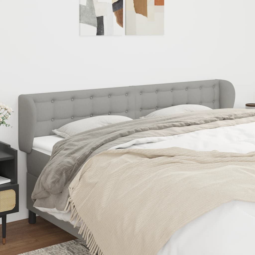 Headboard with Ears Light Grey 203 x 23 x 78 88 cm Fabric