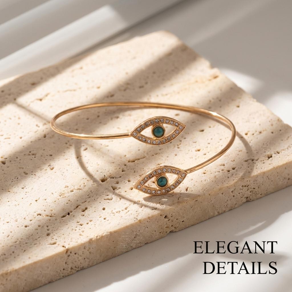 Lucky Evil Eye Upper Arm Bracelets for Women Light Luxury Minimalist Zircon Open Cuff Bracelets Aesthetic Party Jewelry Gifts
