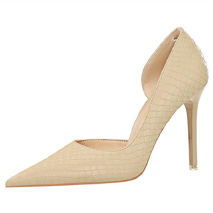 Bigtree Сексуальные туфли на очень высоком тонком каблуке в европейском и американском стиле, одинарные туфли на высоком каблуке с неглубоким ртом и сбоку, в стиле ретро со змеиным узором