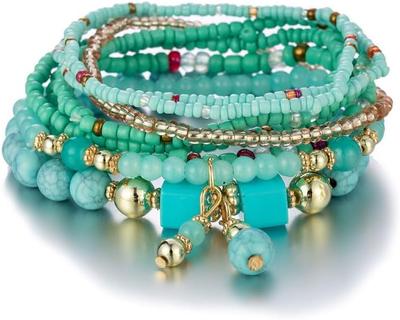 Браслеты из бусин для женщин, богемный многослойный стиль, эластичные браслеты, украшения для дружбы, летние