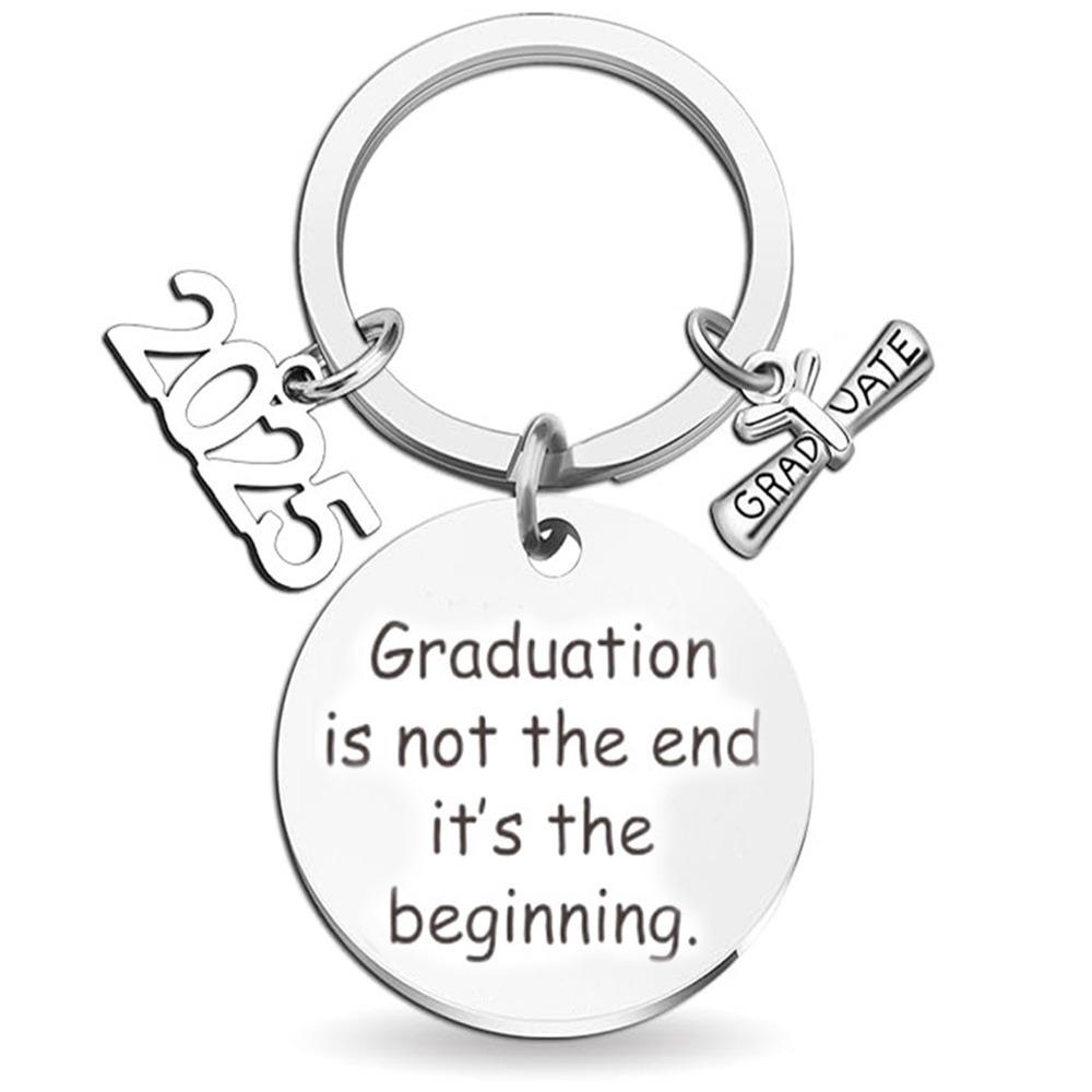 Stainless Steel School Graduate Pendant Gifts Engraved Commemorative Keyring Celebrate Party