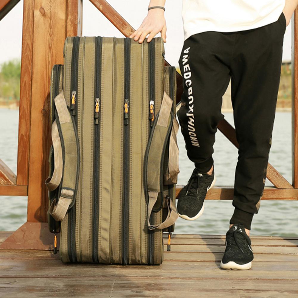 Multifunctional Fishing Rod Tackle Bag 2/3/4 Layers Light Travel Lure Rods Storage Case for Saltwater Freshwater Outdoor Bags