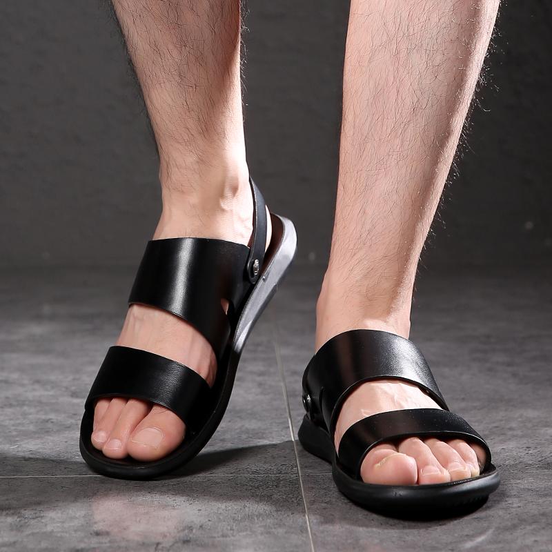 Brown Sandals Leather Casual Shoes Man Sandals 2024 Summer Men Sandals Beach Slipper Shoes for Men Luxury Shoes