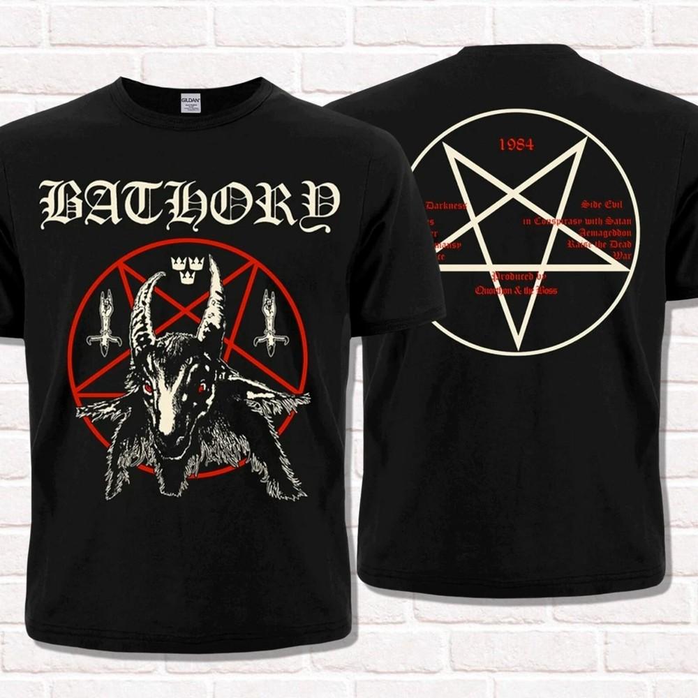 Футболка Bathory, дизайн альбома (1984). Трэш Блэк-метал. Пентаграмма с козлом.