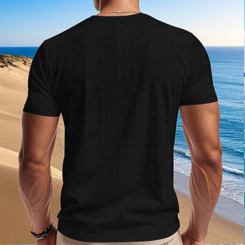 Летняя футболка мужская с коротким рукавом имитация свободного дышащего повседневного топа