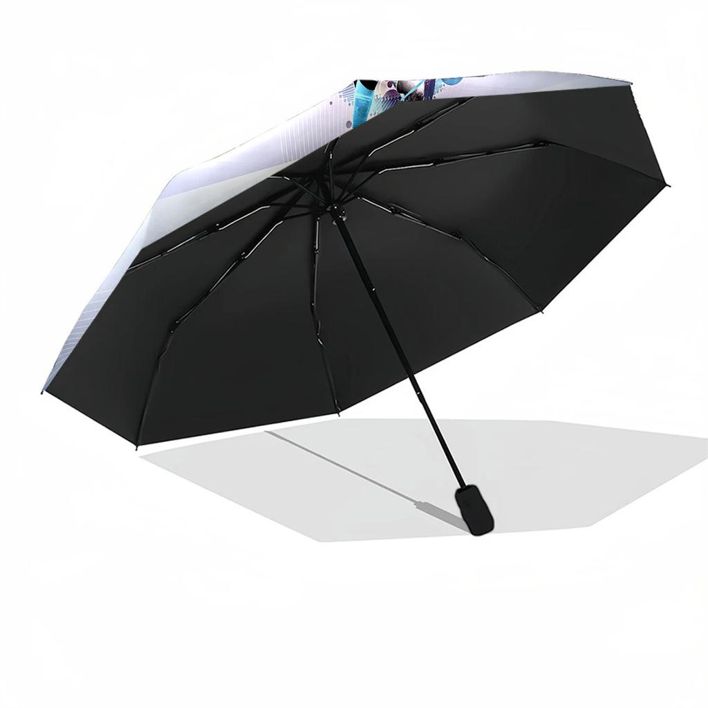 Dynamic Soccer Player Artwork Outdoor Automatic Umbrella Compact & Durable 8-Rib Design Durable Plastic & Iron Travel Essential Fashion Lovers