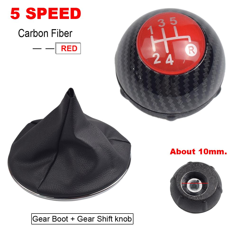 5 6 Speed Gear Shift Knob for Fiat 500 2012-2018 Chrome+Red 55344048