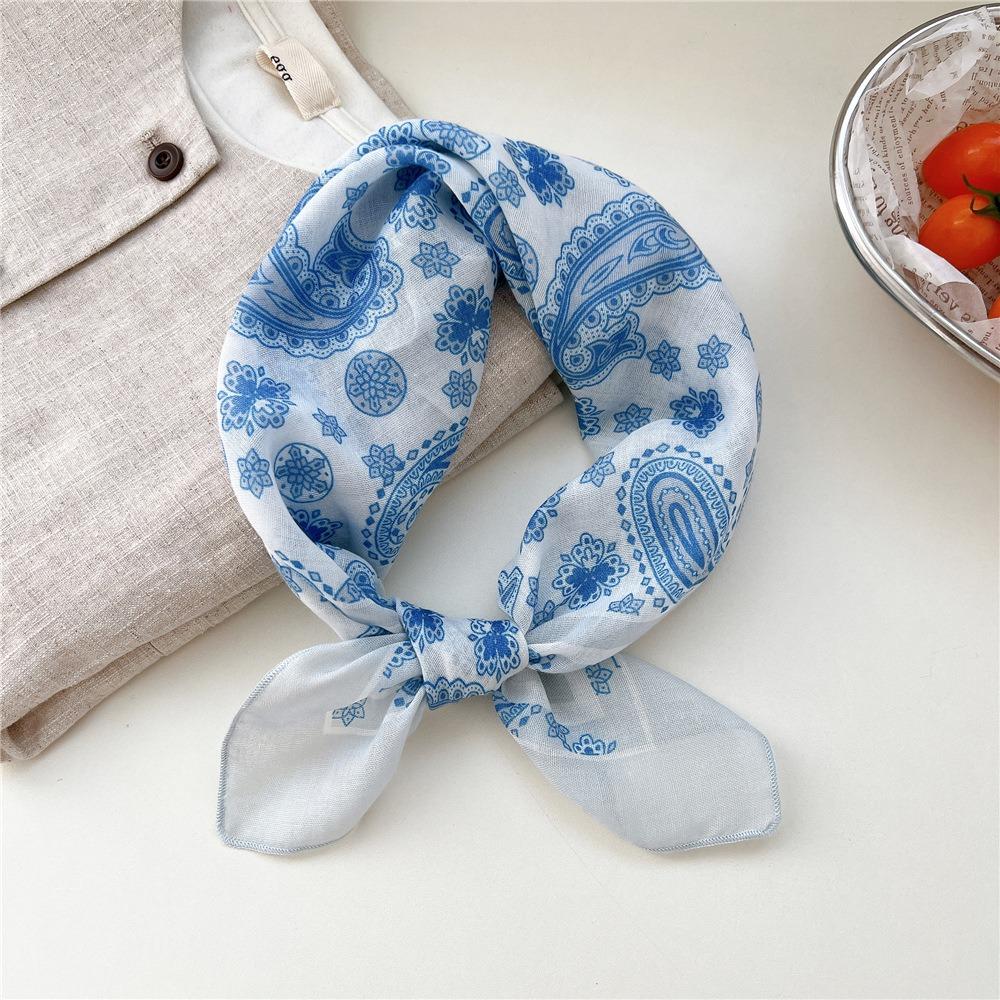 Flower Cotton Linen Print Scarves Cashew Printed Silk Scarf All-match Small Square Scarf Women