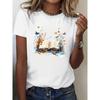 Европейский размер, 1 шт., Однотонная, с принтом, Футболка с рисунком книги и бабочки, Женская футболка с круглым вырезом и коротким рукавом, для весны и лета