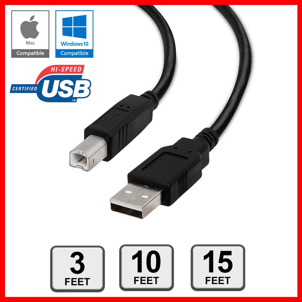 Printer Cable USB 2.0 A to B A Male to B Male for HP Cannon Epson Dell Brother