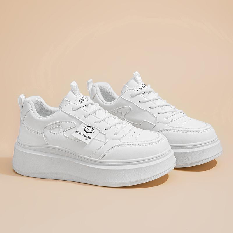 Маленькие белые туфли Женские 2025 Весна Новые Дышащие Кеды для скейтборда Детские ins Корейская версия Универсальные кроссовки на платформе Повседневная обувь