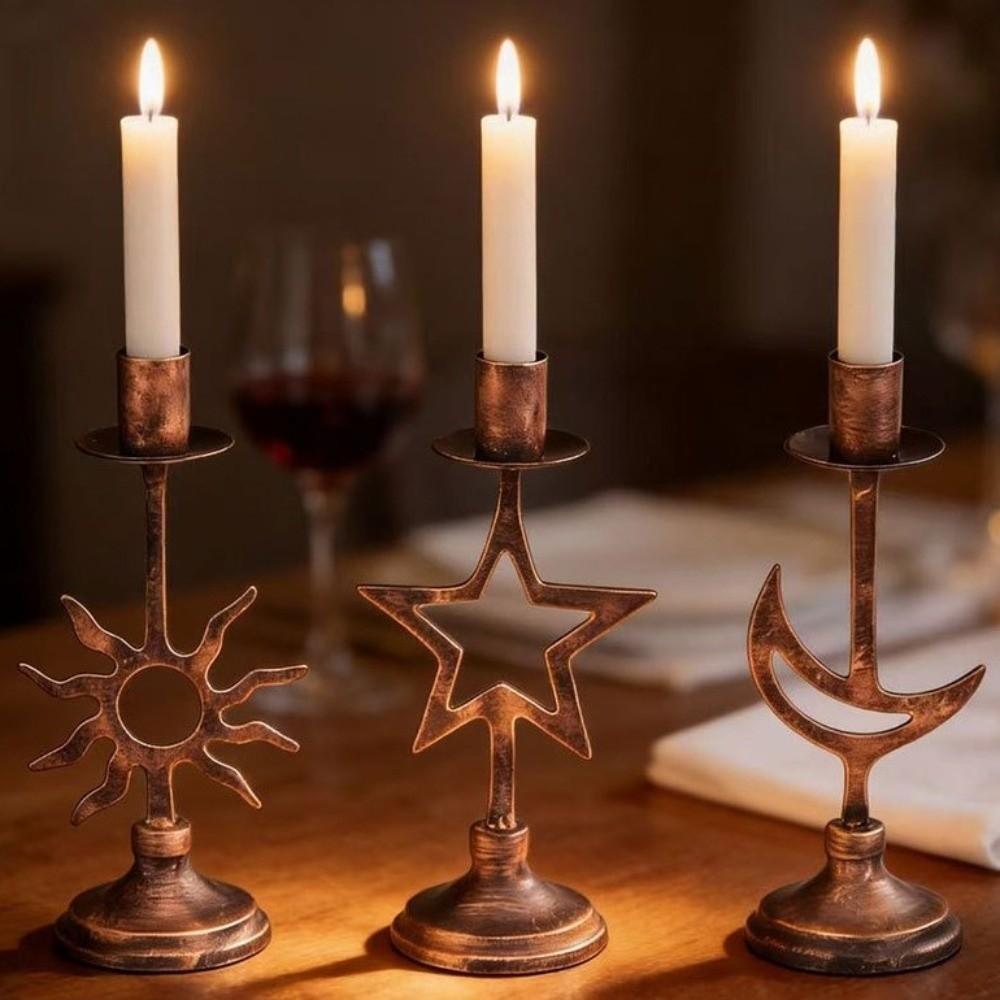 Vintage Stars Candle Holder Handicraft Hollow Candle Holders Modern Candle Stand Dining Table
