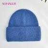 Winter Knitted Cuff Beanie Fashion Colorful Angora Wool Blend Beanie Hat for Women Girls