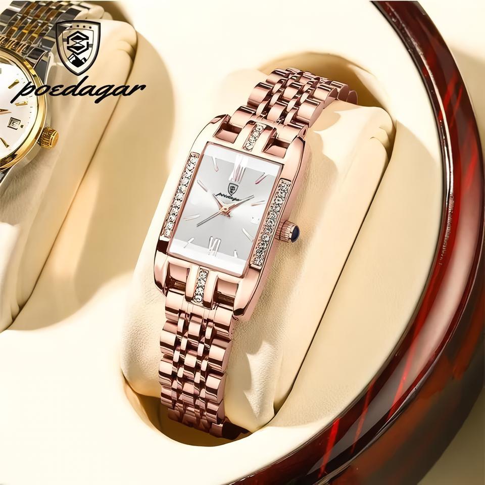 Swiss Brand POEDAGAR Watches Women's Fashion Design Quartz Wristwatch Waterproof Stainless Steel Clock Luxury Women Watch