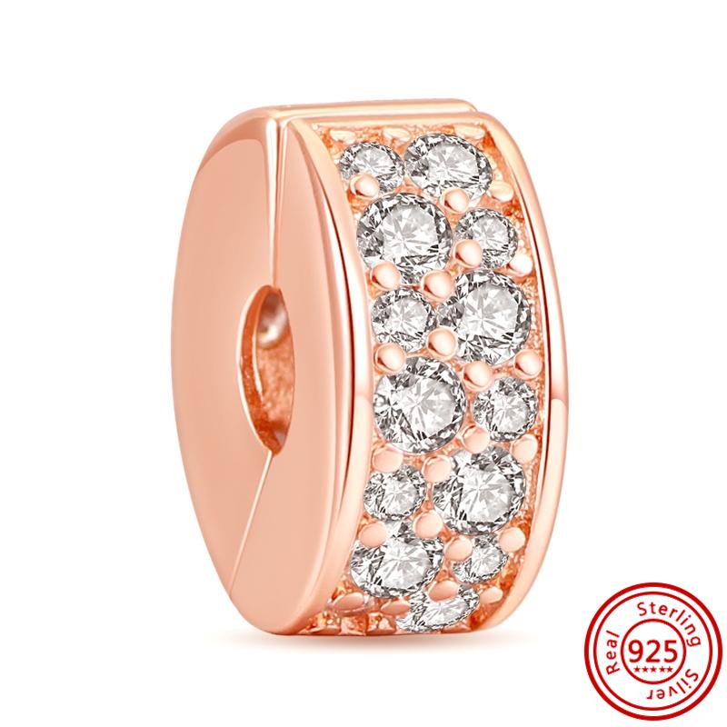 100% стерлинговое серебро S925, прозрачный циркон с паве, сверкающие бусины-клипсы на пуговицах, стильные оригинальные подвески, браслеты, женские ювелирные изделия