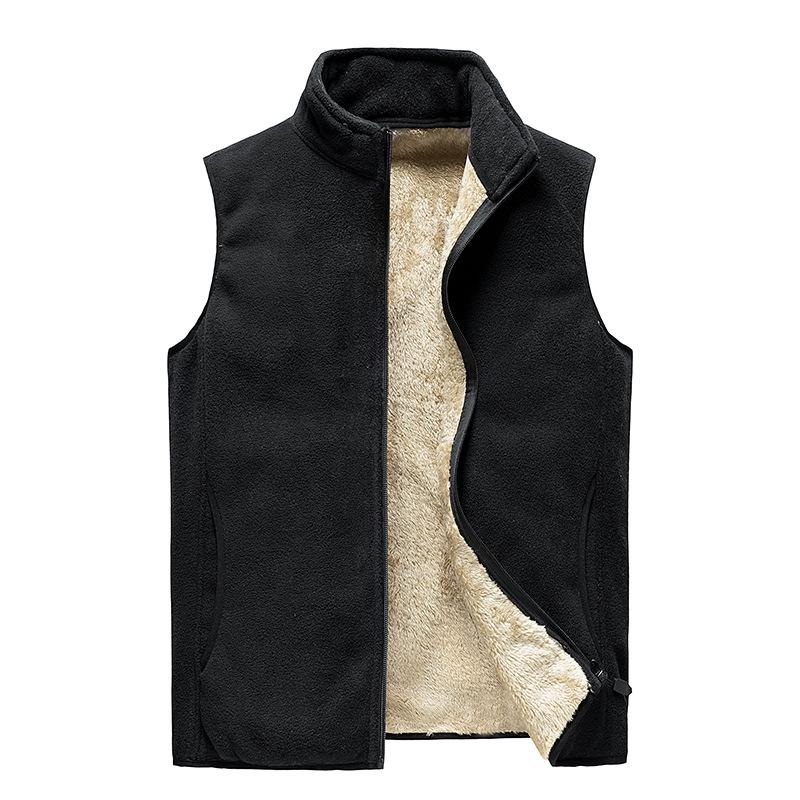 Autumn And Winter Plus Velvet Vest Men 'S Solid Color Waistcoat Jacket Men 'S Plus Size Lamb Velvet Vest