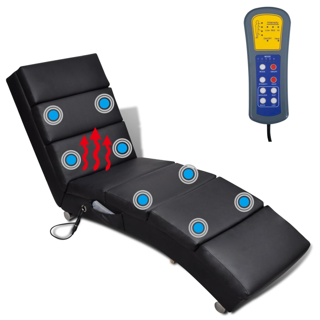 Massage Recliner Chair Black Artificial Leather