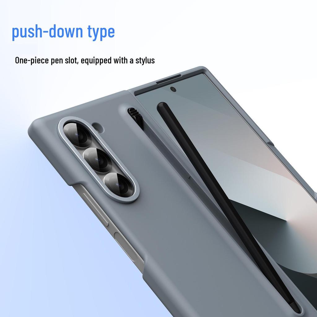Чехол для Samsung Z Fold7/6: Совместимость с трансграничным использованием, Складной экран, Однотонный, Дизайн с ощущением кожи и держателем для стилуса