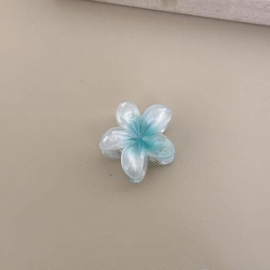 Форма цветка, пляжный отдых, зажим в виде акулы, градиент цвета, противоскользящие зубы, задняя часть головы, сильная ручка, коготь для волос, аксессуары для волос