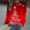 Fall Winter Women's Christmas Pullover Fashion Casual Christmas Print Ladies Round Neck Sweater Pullover Top