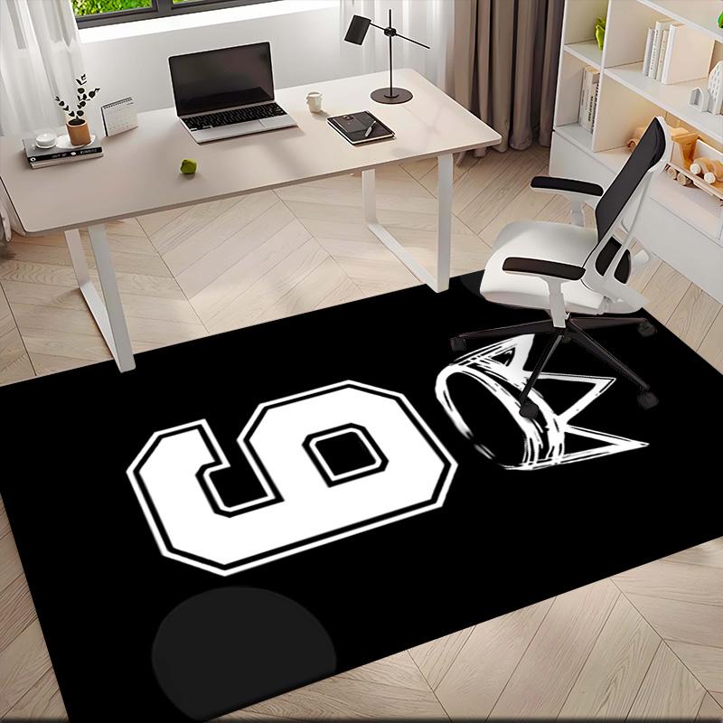 1pc Black and white number sports style Carpet Rug for Living Room Bedroom Home Sofa Decoration,Kids play Non-slip Floor Mat